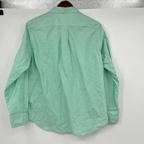 Everlane The Silky Cotton Relaxed Button Down Long Sleeve Shirt Green Striped 10 - Picture 2 of 8